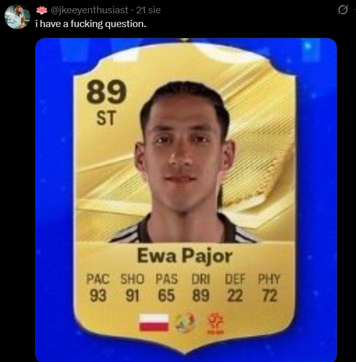 Tak na GRAFIKACH PROMOCYJNYCH wygląda EWA PAJOR na swojej karcie w EA FC 27 xD